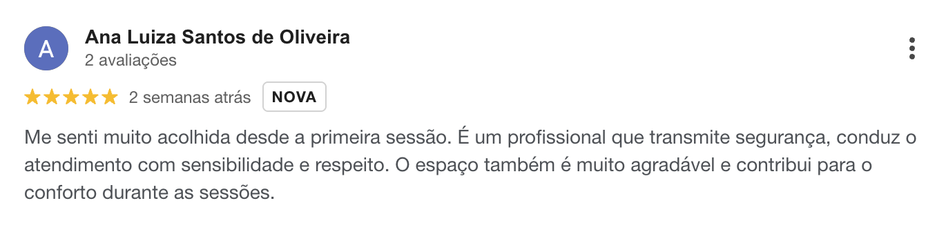 Avaliação de Ana Luiza Santos de Oliveira